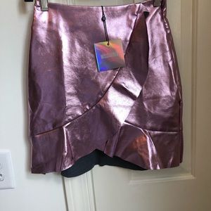 NWT pink metallic ruffle skirt